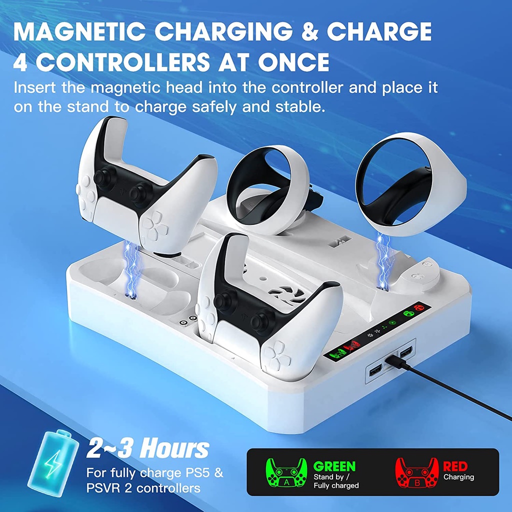 Đế Sạc Tay Cầm Chơi Game Ps2 & PS5 Vr5 VR2 Kèm Giá Đỡ Tai Nghe