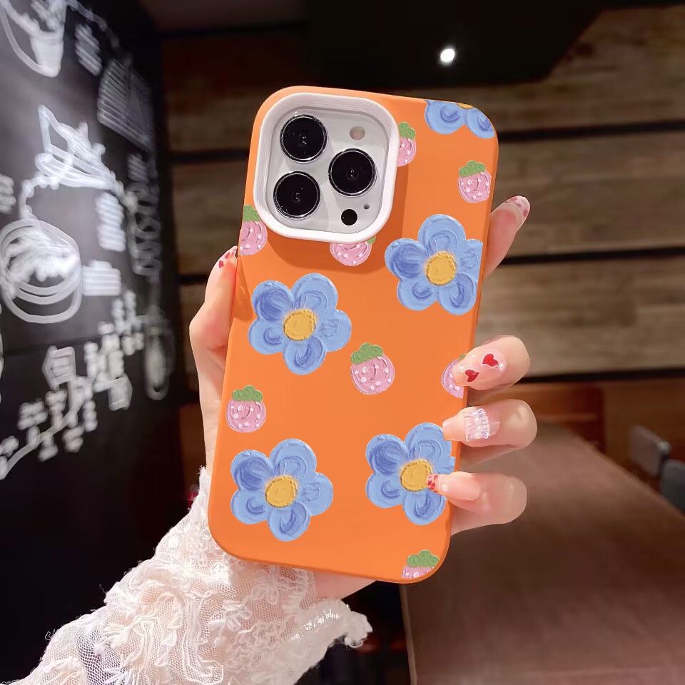 Ốp Điện Thoại silicon Dẻo Hình Hoa Tím 3 Trong 1 Cho iPhone 14Promax 13 12 11 7Plus 7 X Xs Max XR