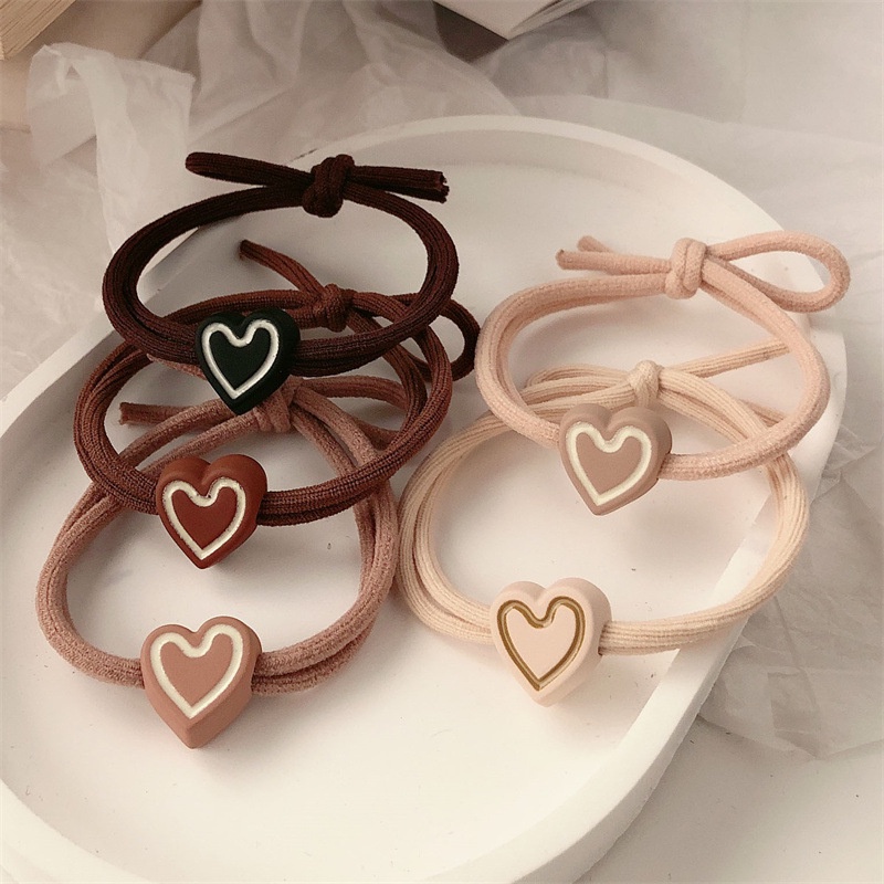 Dây Buộc Tóc Hình Trái Tim Đơn Giản Phong Cách Hàn Quốc Cho Nữ