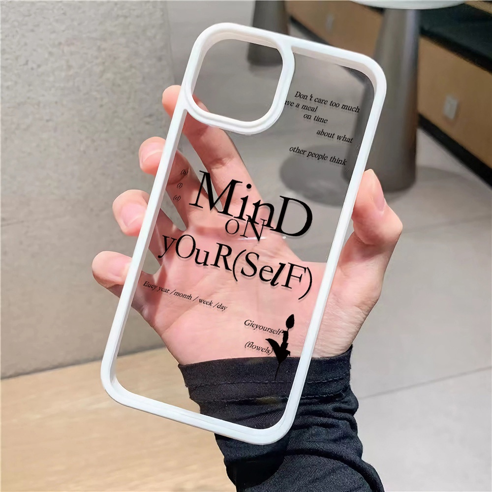 Ốp Điện Thoại Nhựa Acrylic Cứng Trong Suốt In Chữ Mind Thời Trang Cho iphone 14promax 11 13 12 7Plus 8 X XS Max