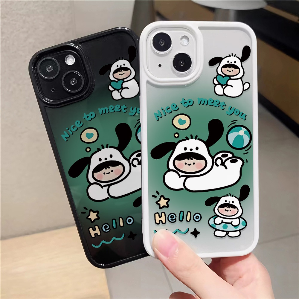 Ốp Điện Thoại Nhựa Acrylic Cứng Trong Suốt Hình Cún Dễ Thương Cho iphone 14promax 11 13 12 7Plus 8 X XS Max