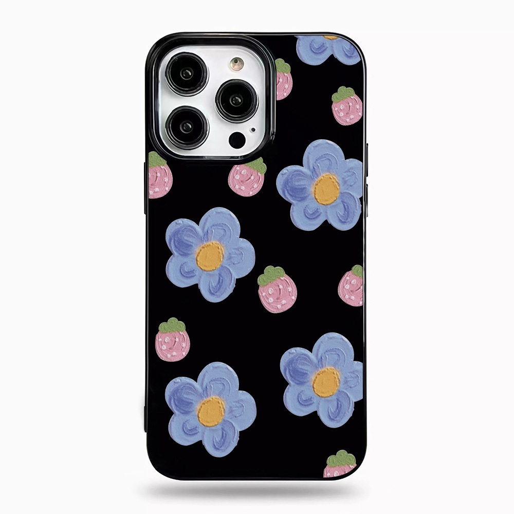 Ốp Điện Thoại Silicone TPU Mềm Bóng In Hình Hoa Xanh Dương Cho iphone 14promax 11 13 12 7Plus 8 X XS Max