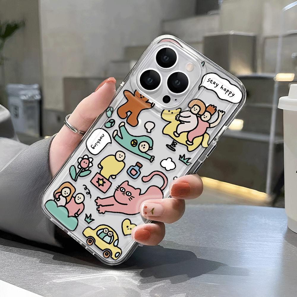 Ốp Điện Thoại Trong Suốt In Hình Mèo Hoạt Hình Cho iphone 14promax 13 12 11 7Plus 7 8 Plus X XR XSMax