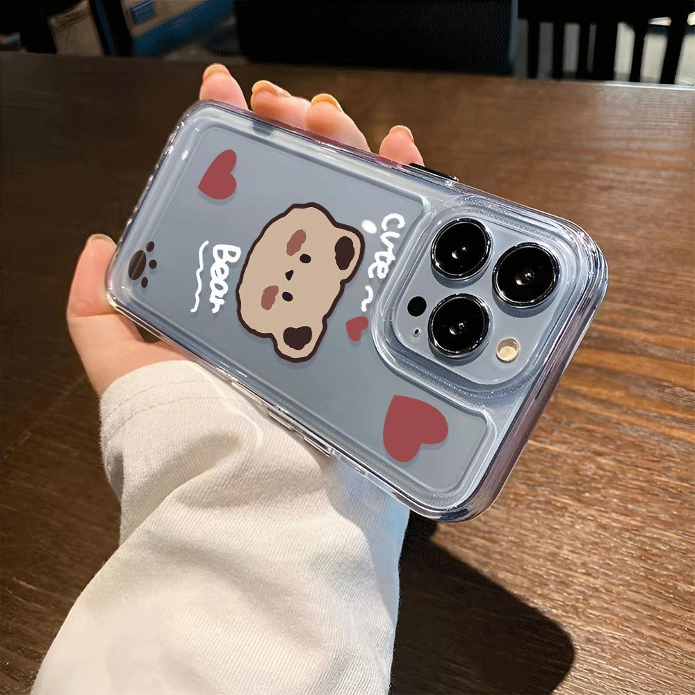 Ốp Điện Thoại Trong Suốt Họa Tiết Trái Tim / Gấu Dễ Thương Cho iphone 14promax 13 12 11 7Plus 7 8 Plus X XR XSMax