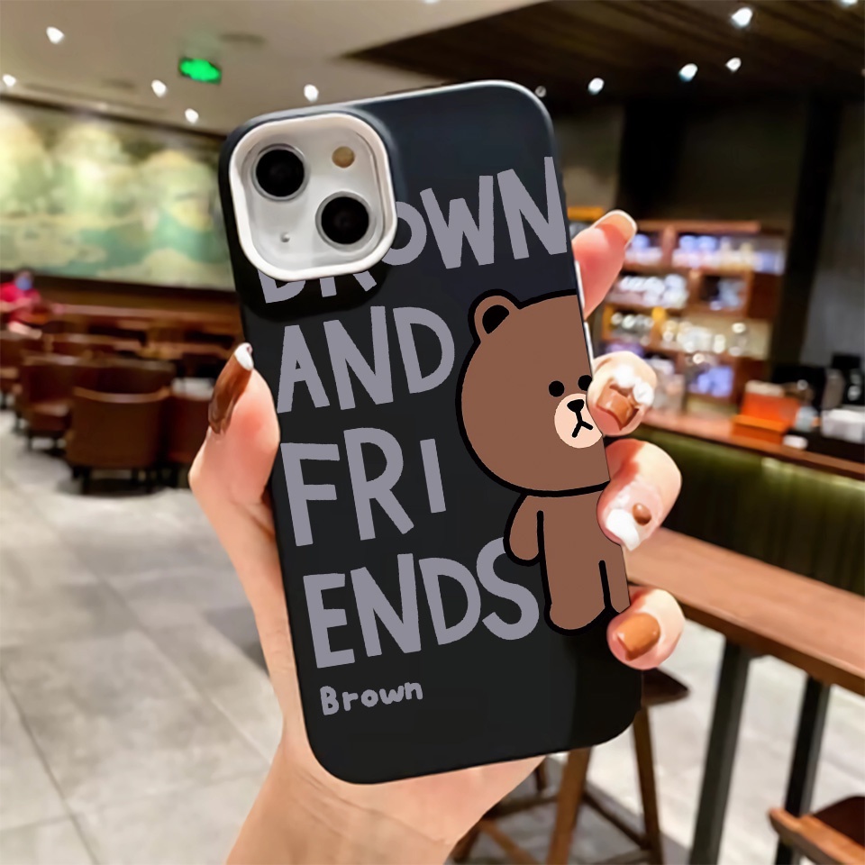 Ốp Điện Thoại silicon Dẻo Hình Gấu Nâu Và Chữ 3 Trong 1 Cho iPhone 14Promax 13 12 11 7Plus 7 X Xs Max XR