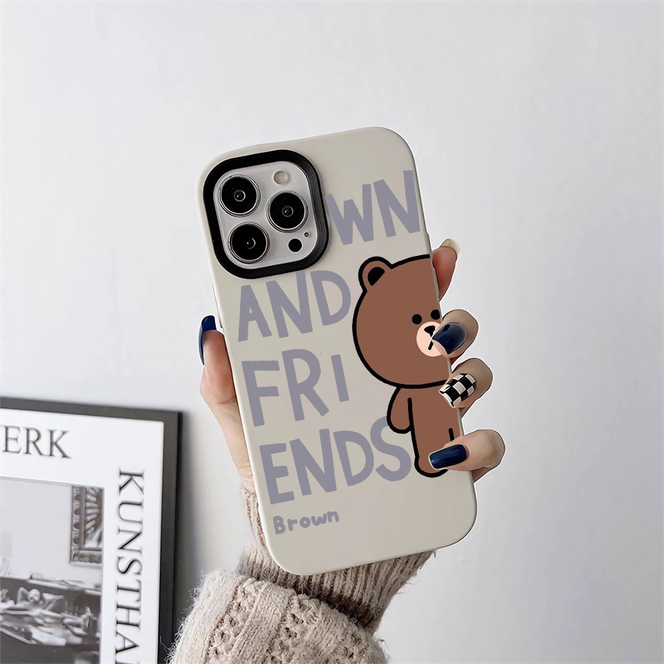 Ốp Điện Thoại silicon Dẻo Hình Gấu Nâu Và Chữ 3 Trong 1 Cho iPhone 14Promax 13 12 11 7Plus 7 X Xs Max XR