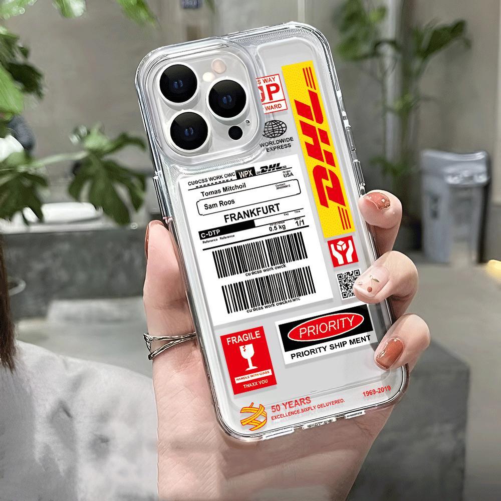 Ốp Điện Thoại Trong Suốt Họa Tiết DHL Chống Sốc Cho iphone 14 pro max 11 13 12 7Plus 7 8 Plus X XR XSMax
