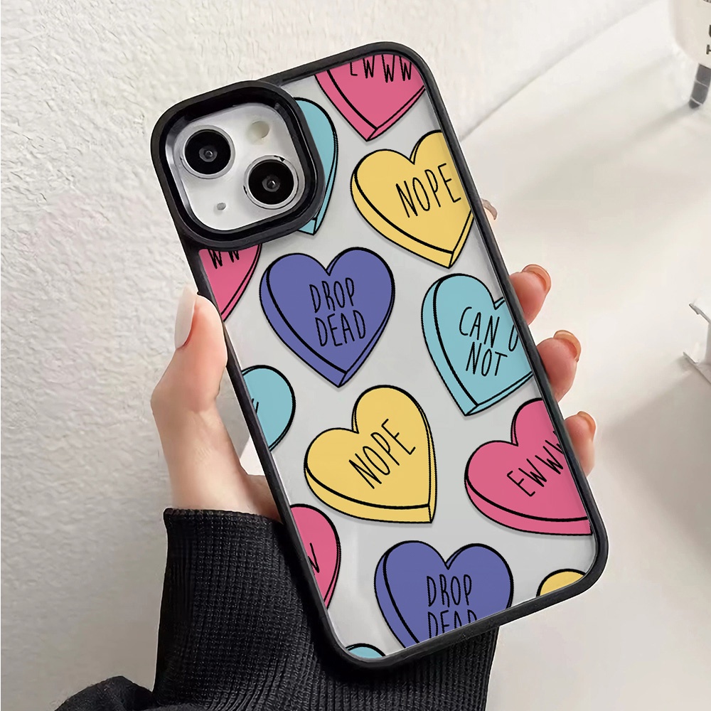 Ốp Điện Thoại Nhựa Acrylic Cứng Trong Suốt In Hình Trái Tim Đáng Yêu Cho iphone 14 pro Max 11 13 12 7Plus 8 X XS Max