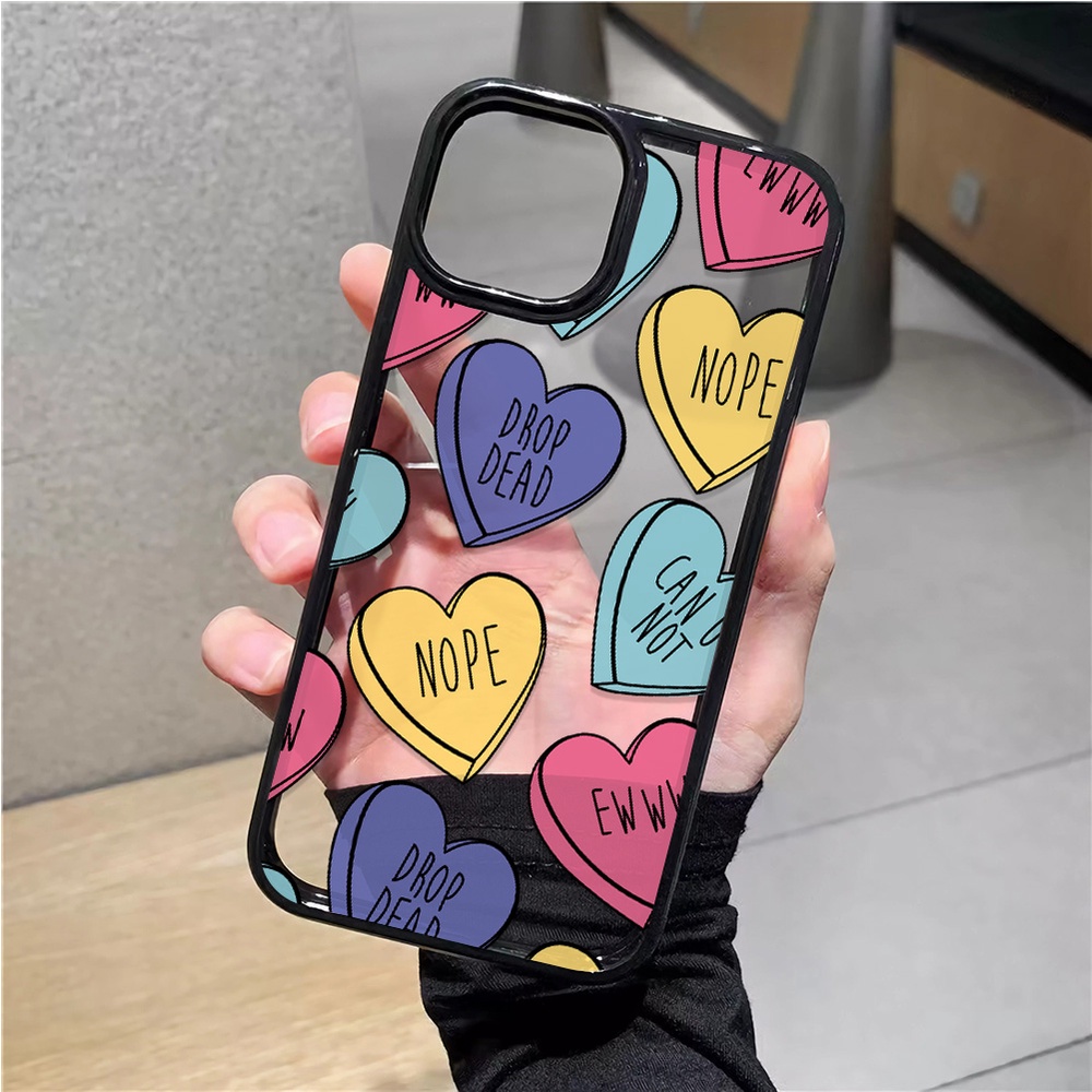 Ốp Điện Thoại Nhựa Acrylic Cứng Trong Suốt In Hình Trái Tim Đáng Yêu Cho iphone 14 pro Max 11 13 12 7Plus 8 X XS Max