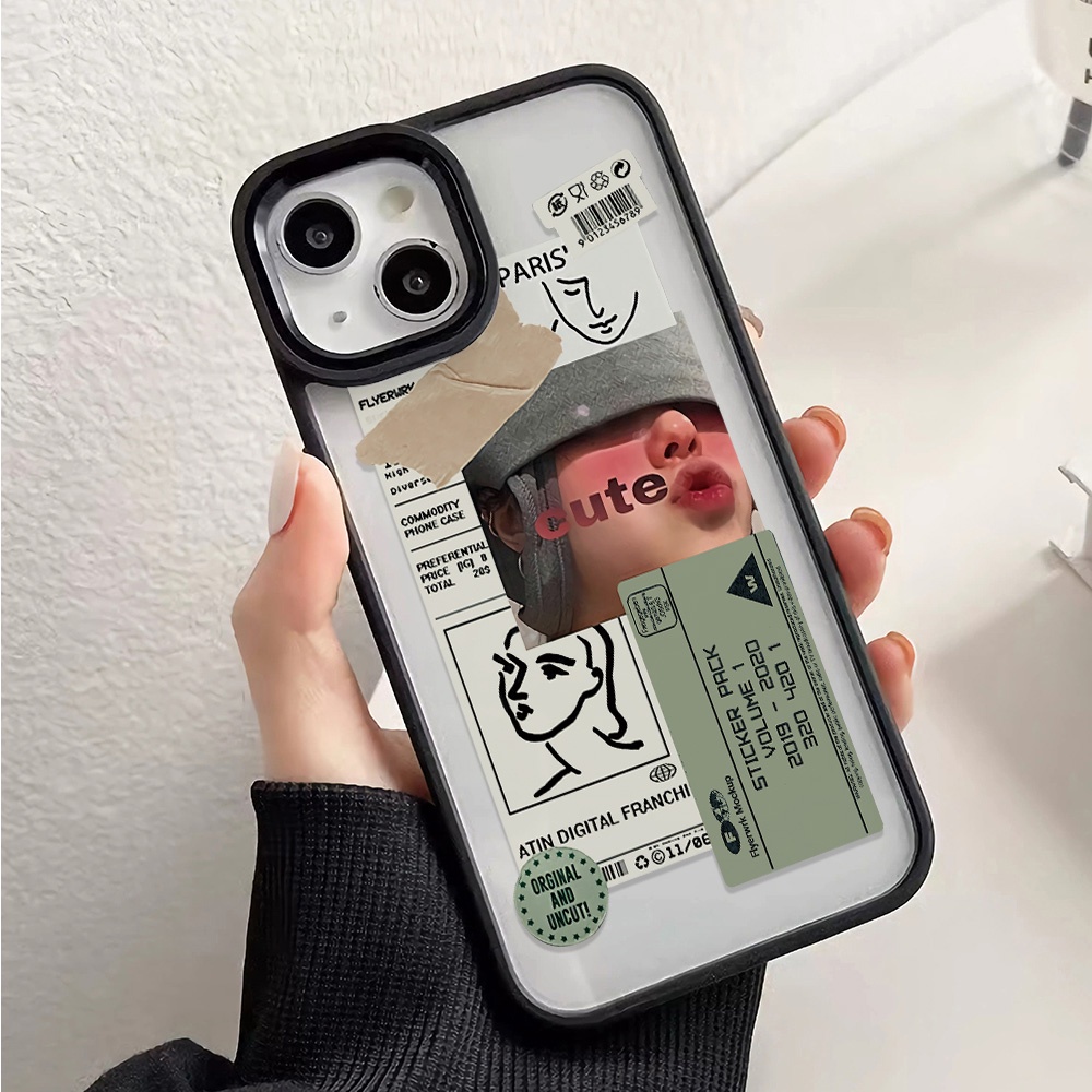 Ốp Điện Thoại Nhựa Acrylic Cứng Trong Suốt Hình Cô Gái Thời Trang Cho iphone 14 pro Max 11 13 12 7Plus 8 X XS Max