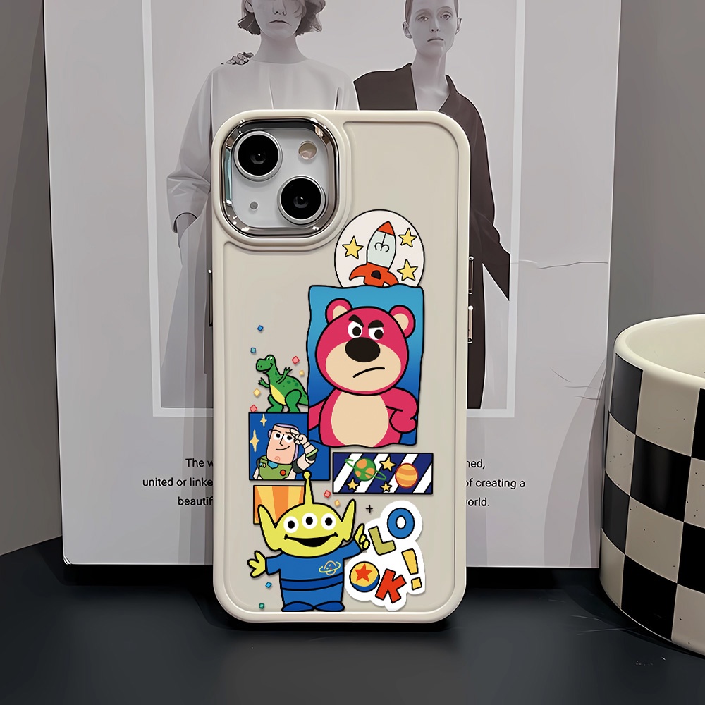 Ốp Điện Thoại Silicone Khung Kim Loại In Hình Người Ngoài Hành Tinh Lotso Cho iphone 14ProMax 11 13 12 7Plus 8 X XS Max