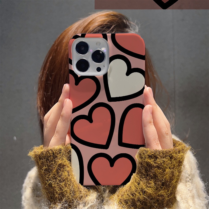 Ốp Điện Thoại Cứng Chống Sốc Họa Tiết Trái Tim Dễ Thương Cho iphone 14 pro Max 11 13 12 7Plus 8 X XS Max