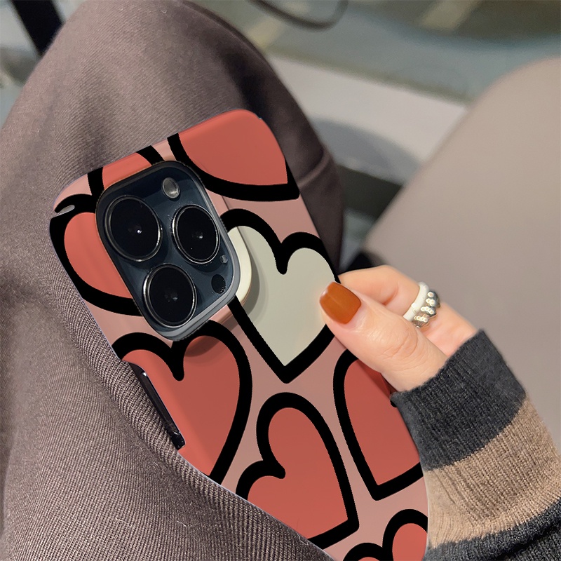 Ốp Điện Thoại Cứng Chống Sốc Họa Tiết Trái Tim Dễ Thương Cho iphone 14 pro Max 11 13 12 7Plus 8 X XS Max