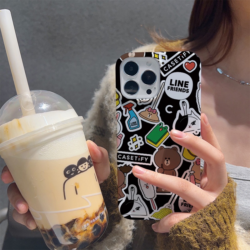 Ốp Điện Thoại Cứng Hình Gấu Nâu Thời Trang Chống Sốc Cho iphone 14 pro Max 11 13 12 7Plus 8 X XS Max