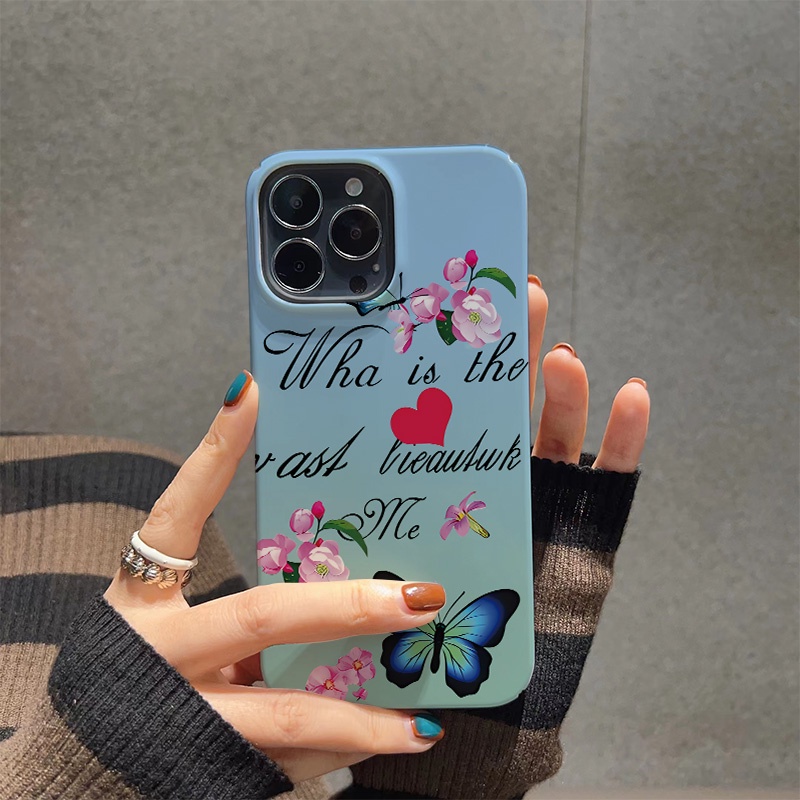 Ốp Điện Thoại Cứng Họa Tiết Bươm Bướm / Trái Tim Thời Trang Chống Sốc Cho iphone 14 pro Max 11 13 12 7Plus 8 X XS