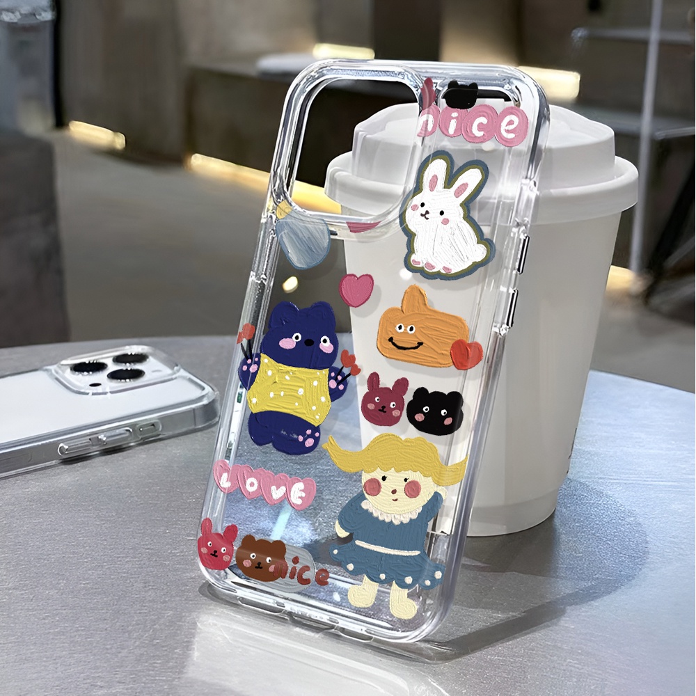 Ốp Điện Thoại Trong Suốt Chống Sốc In Hình Thỏ Cho iphone 14 pro max 11 13 12 7 8 Plus X XR XSMax