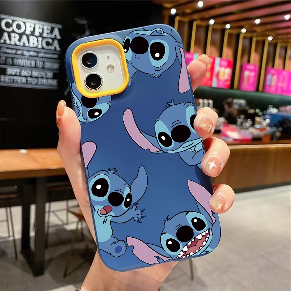 Ốp Điện Thoại silicon Dẻo Hình Stitch Màu Xanh Dương 3 Trong 1 Cho iPhone 14Promax 13 12 11 7Plus X XR 7 8
