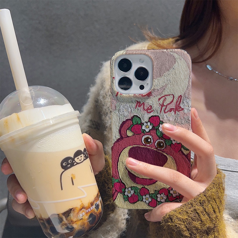 Ốp Điện Thoại Cứng Chống Sốc Hình Gấu Dâu Tây Cho iphone 14 pro Max 11 13 12 7Plus 8 X XS Max