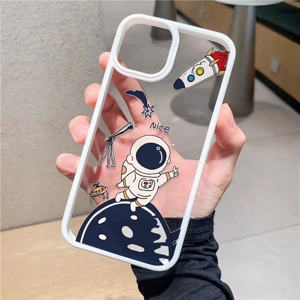 Ốp Điện Thoại Nhựa Acrylic Cứng Trong Suốt Hình Phi Hành Gia Cho iphone 14 pro Max 11 13 12 7Plus 8 X XS Max