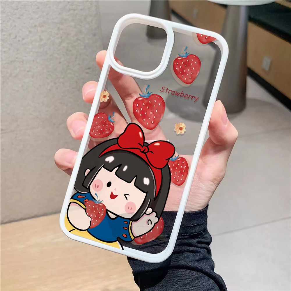 Ốp Điện Thoại Nhựa Acrylic Cứng Trong Suốt In Hình Công Chúa Dâu Tây Cho iphone 14 pro Max 11 13 12 7 Plus 8 X XS Max