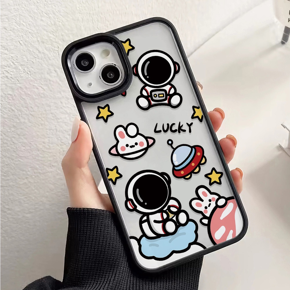 Ốp Điện Thoại Nhựa Acrylic Cứng Trong Suốt Hình Thỏ Phi Hành Gia Cho iphone 14 pro Max 11 13 12 7Plus 8 X XS Max