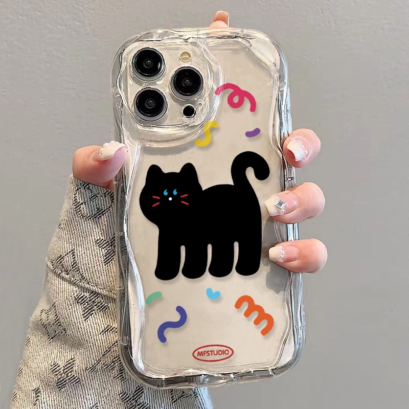 Ốp Điện Thoại Mềm Trong Suốt Họa Tiết Mèo Đen Đáng Yêu Cho iphone 14 pro Max 11 13 12 7Plus 8 X XS Max