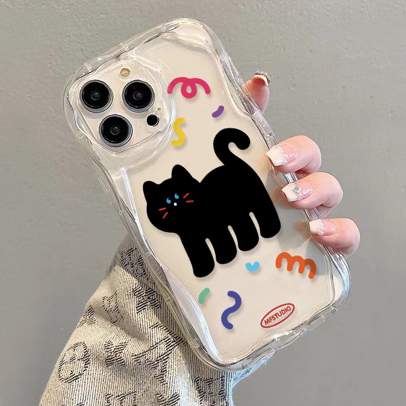 Ốp Điện Thoại Mềm Trong Suốt Họa Tiết Mèo Đen Đáng Yêu Cho iphone 14 pro Max 11 13 12 7Plus 8 X XS Max
