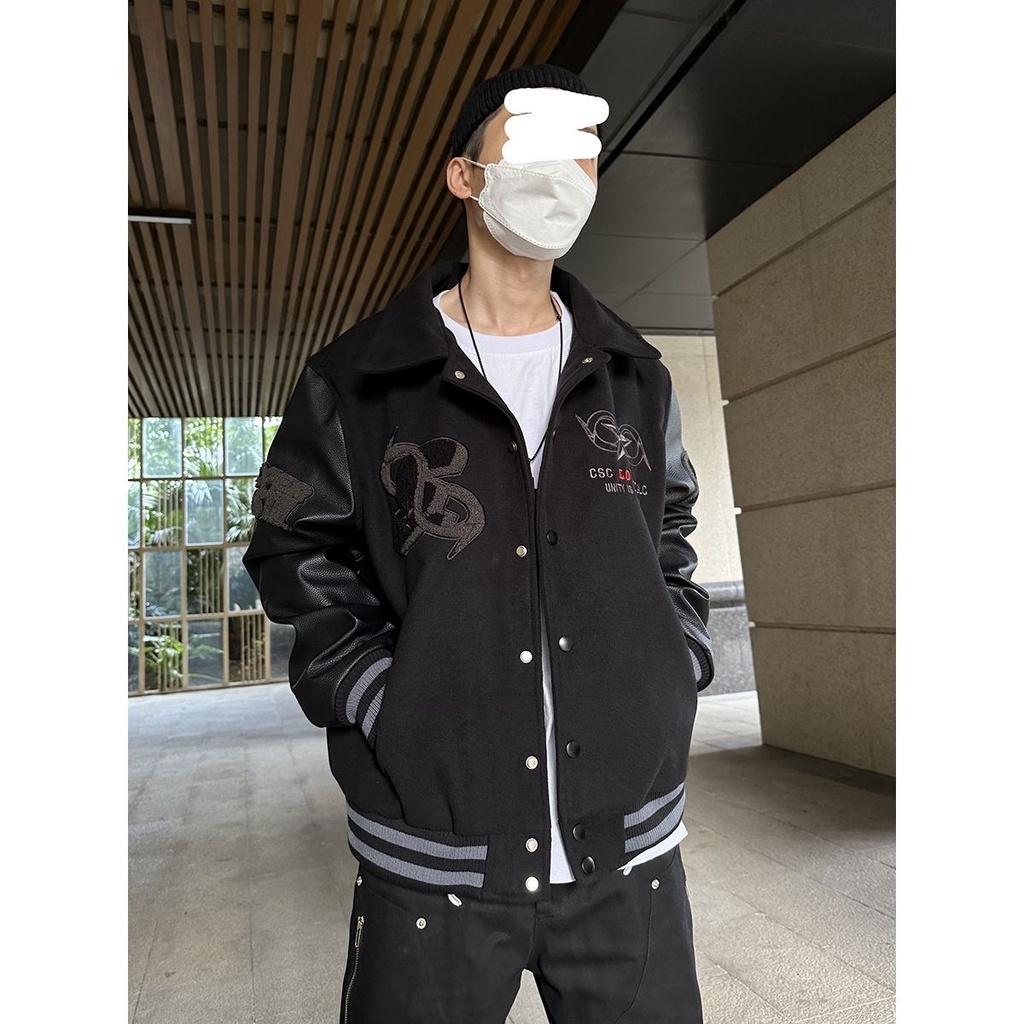 Áo Khoác Bóng Chày Da Pu Thêu Họa Tiết Thời Trang Xuân Thu 2023 Cá Tính Cho Nam