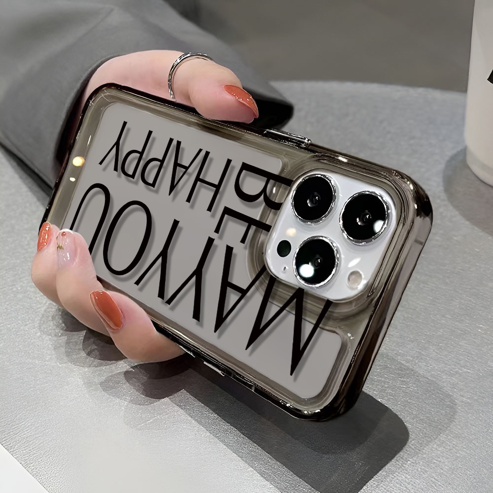 Ốp Điện Thoại Trong Suốt In Chữ May You Be Happy Cho iphone 14 pro max 11 13 12 7 8 Plus X XR XSMax
