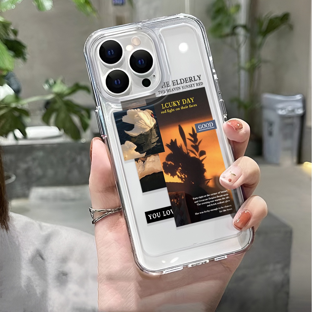 Ốp Điện Thoại Trong Suốt Hình Phong Cảnh Không Gian Cho iphone 14 pro max 11 13 12 7 8 Plus X XR XSMax