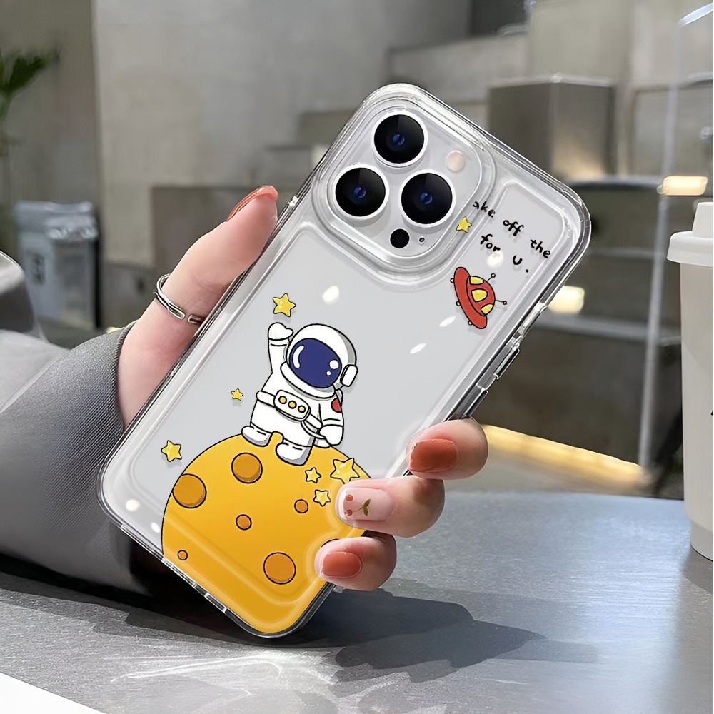 Ốp Điện Thoại Trong Suốt Hình Phi Hành Gia Hoạt Hình Cho iphone 14 pro max 11 13 12 7 8 Plus X XR XSMax