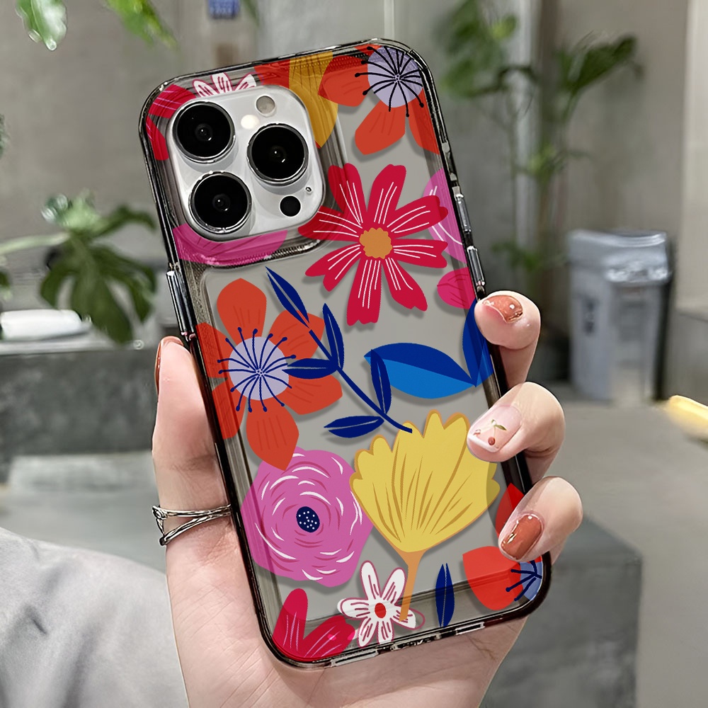 Ốp Điện Thoại Trong Suốt Họa Tiết Hoa Hoạt Hình Cho iphone 14 pro max 11 13 12 7 8 Plus X XR XSMax