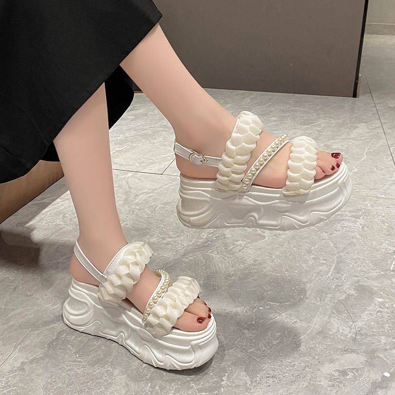Dép Sandal Đế Dày Đính Đá Thời Trang Dành Cho Nữ
