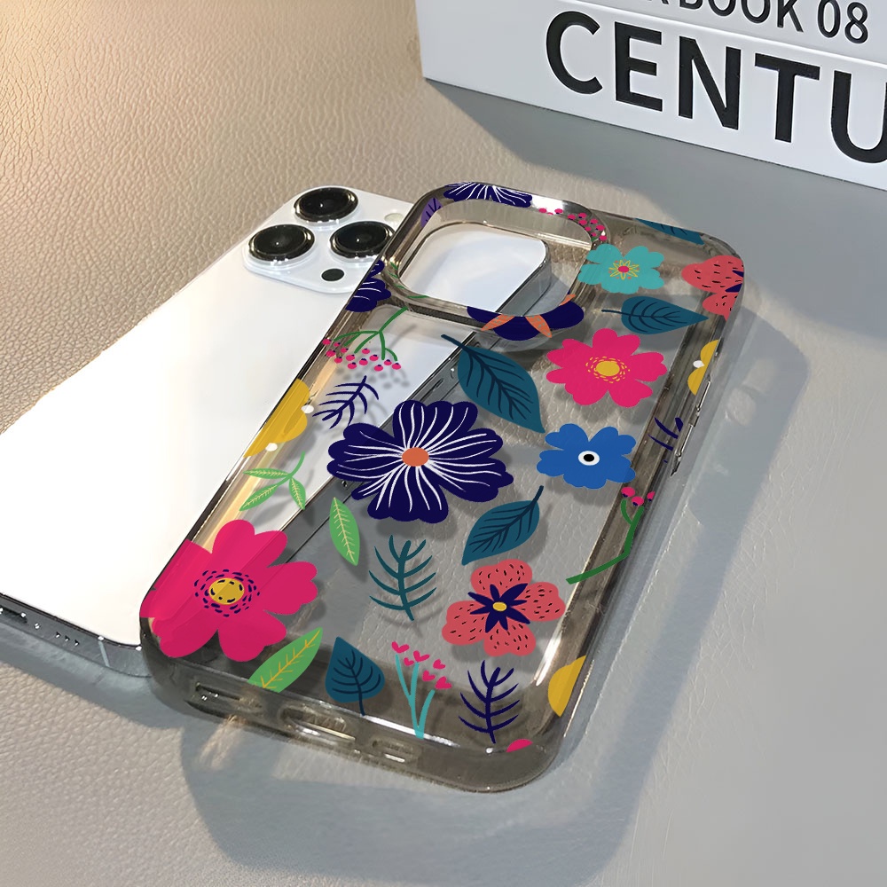 Ốp Điện Thoại Trong Suốt In Hình Hoa Lá Thời Trang Cho iphone 14 pro max 11 13 12 7 8 Plus X XR XSMax