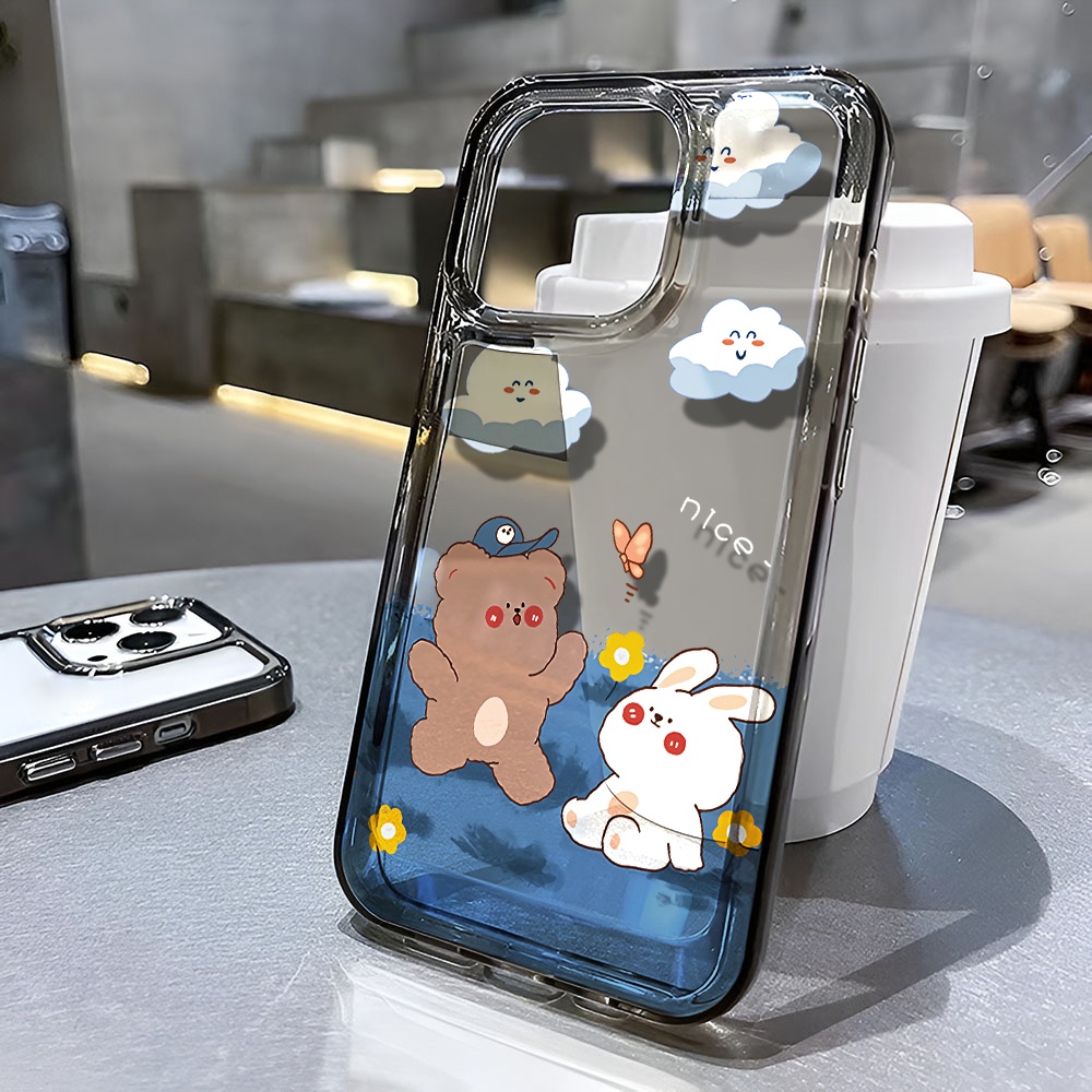 Ốp Điện Thoại Trong Suốt In Hình Gấu Thỏ Hoạt Hình Cho iphone 14 pro max 11 13 12 7 8 Plus X XR XSMax