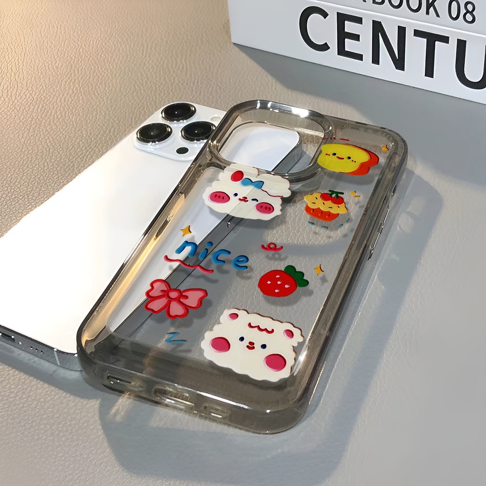Ốp Điện Thoại Trong Suốt In Hình Thỏ Dâu Tây Cho iphone 14 pro max 11 13 12 7 8 Plus X XR XSMax