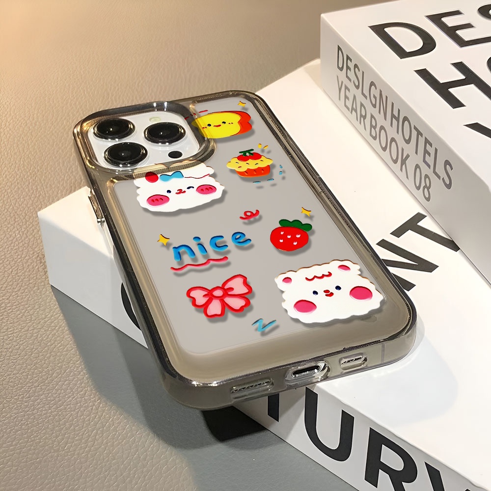 Ốp Điện Thoại Trong Suốt In Hình Thỏ Dâu Tây Cho iphone 14 pro max 11 13 12 7 8 Plus X XR XSMax