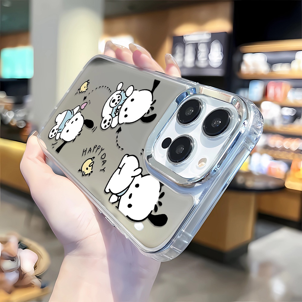 Ốp Điện Thoại Tráng Gương Họa Tiết Hoạt Hình Pochacco Cho iphone 14 pro max 11 12 13 8 7 Plus X XR XSMax