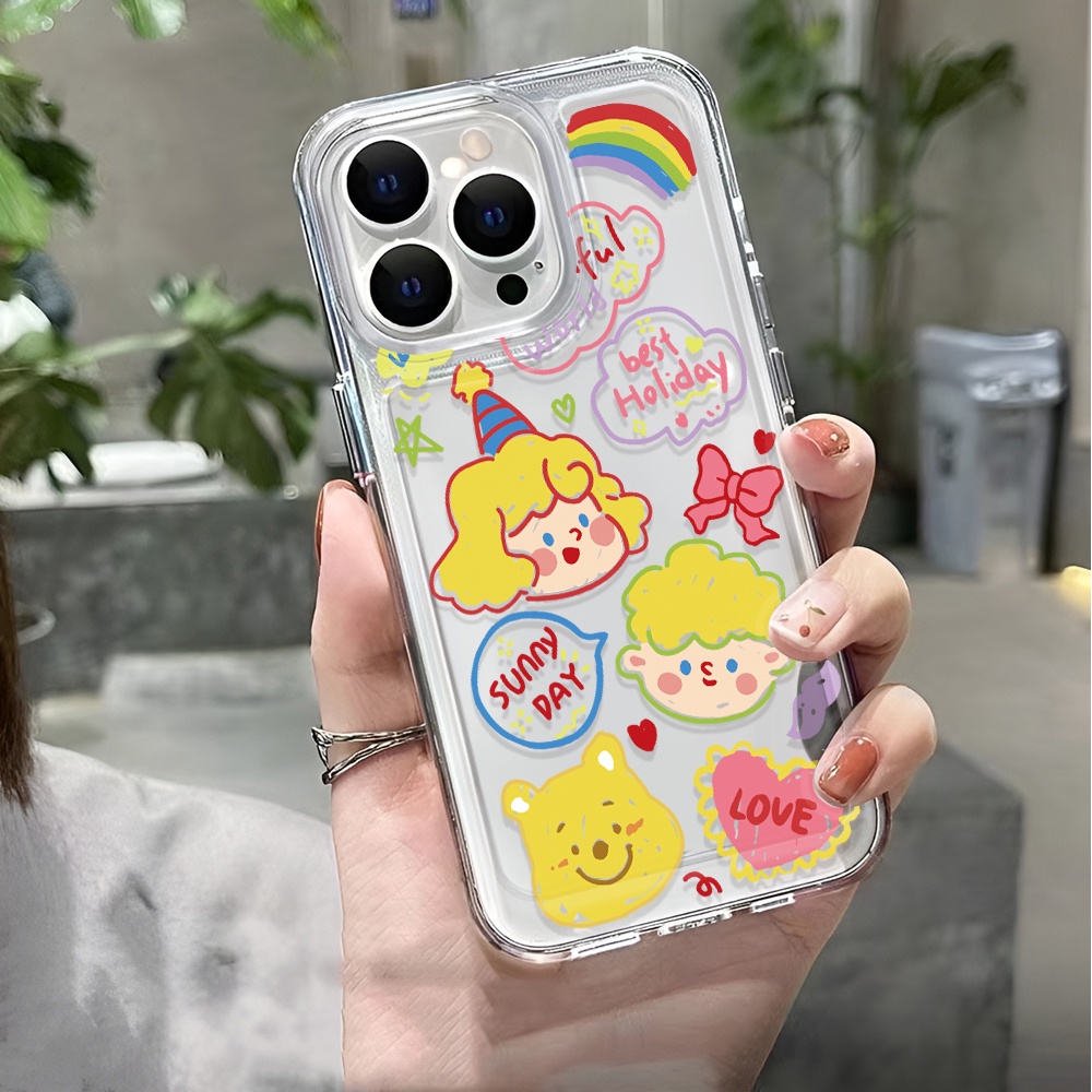Ốp Điện Thoại Trong Suốt In Hình Gấu / Bé Gái Cho iphone 14 pro max 11 13 12 7 8 Plus X XR XSMax