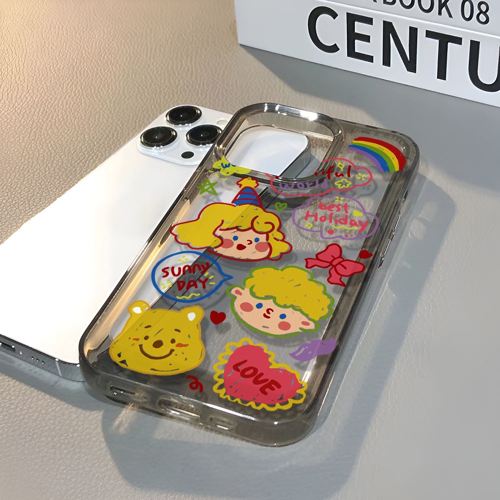 Ốp Điện Thoại Trong Suốt In Hình Gấu / Bé Gái Cho iphone 14 pro max 11 13 12 7 8 Plus X XR XSMax