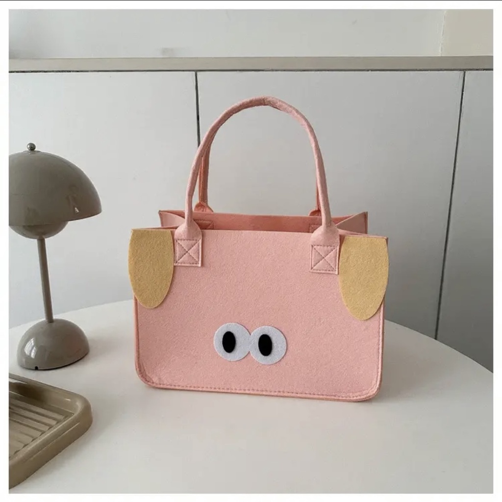 Túi Tote Bằng Vải Nỉ In Hình Hoạt Hình Dễ Thương Thời Trang