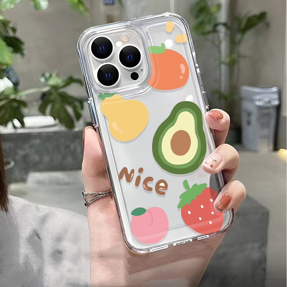 Ốp Điện Thoại Trong Suốt Họa Tiết Trái Cây Hoạt Hình Cho iphone 14 pro max 11 13 12 7 8 Plus X XR XSMax