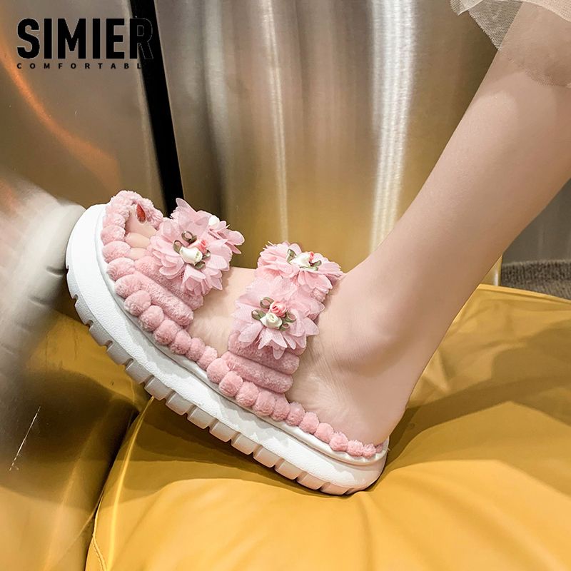 [Hàng Có Sẵn Giao Hàng Nhanh] Dép Sandal Đế Dày Đính Hoa Thời Trang Mùa Hè 2023 Phong Cách Mới Cho Nữ