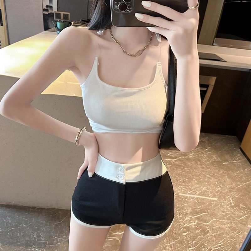 [Hàng Có Sẵn Giao Hàng Nhanh] Quần Đùi Thể Thao Ôm Dáng Màu Trắng Đen Phong Cách Desire Quyến Rũ Nóng Bỏng Mùa Hè Cho Nữ