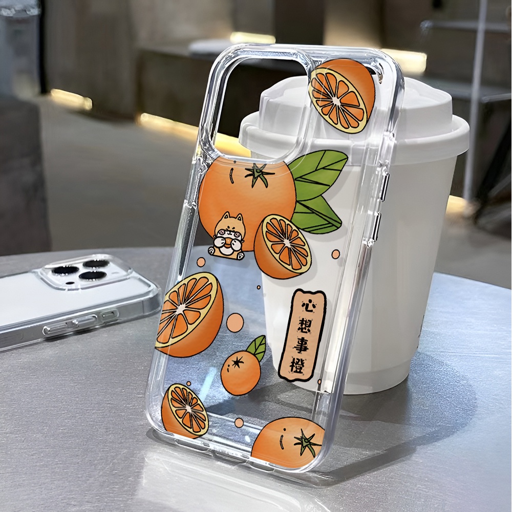Ốp Điện Thoại Trong Suốt Họa Tiết Trái Cam Chống Sốc Cho iphone 14 pro max 11 13 12 7 8 Plus X XR XSMax