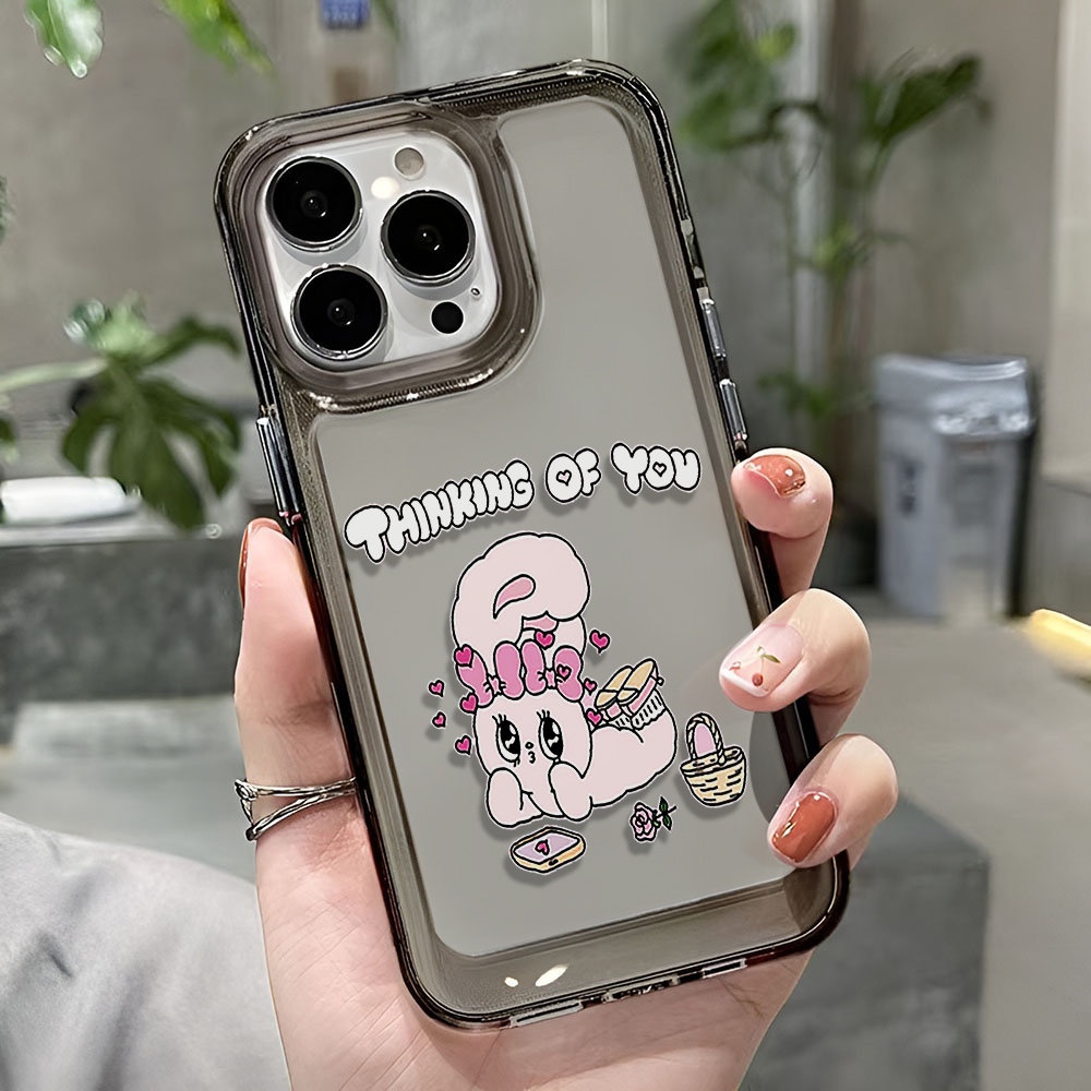Ốp Điện Thoại Trong Suốt Chống Sốc In Hình Thỏ Hồng Cho iphone 14 pro max 11 13 12 7 8 Plus X XR XSMax