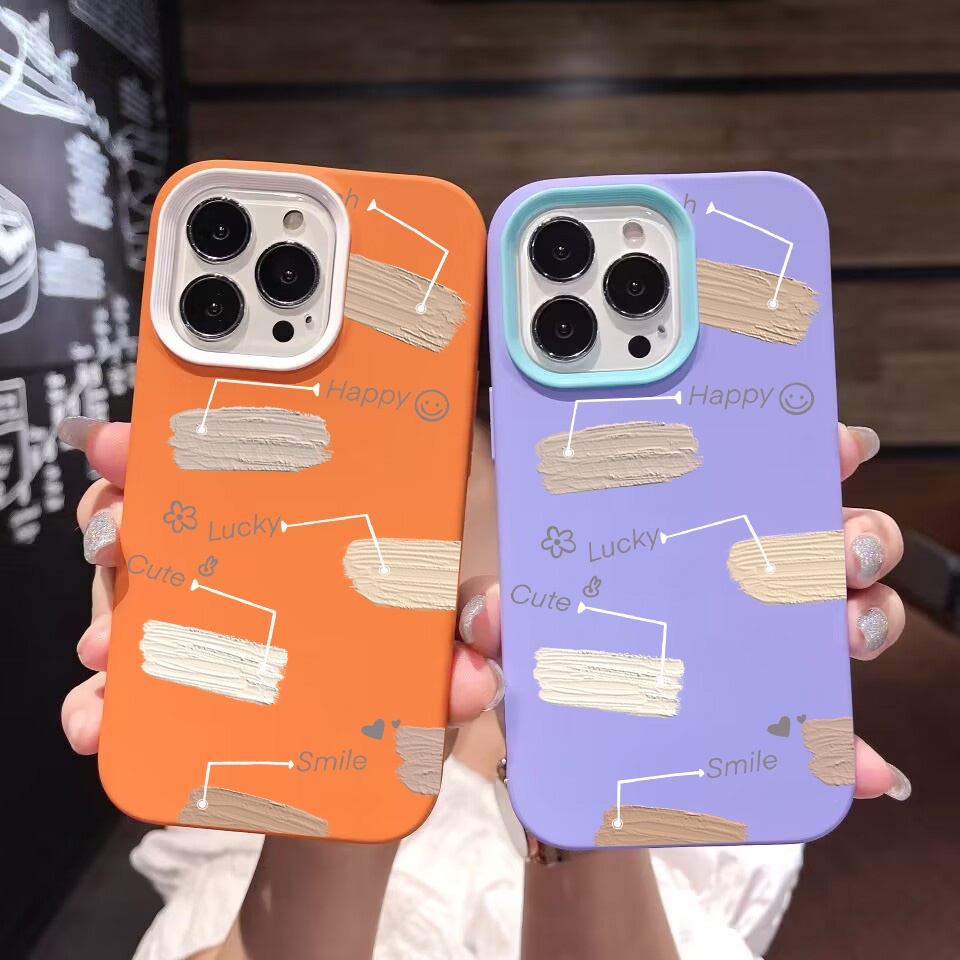 Ốp Điện Thoại silicon Dẻo Màu Nước in Chữ lucky 3 Trong 1 Cho iPhone 14Promax 13 12 11 7Plus X XR