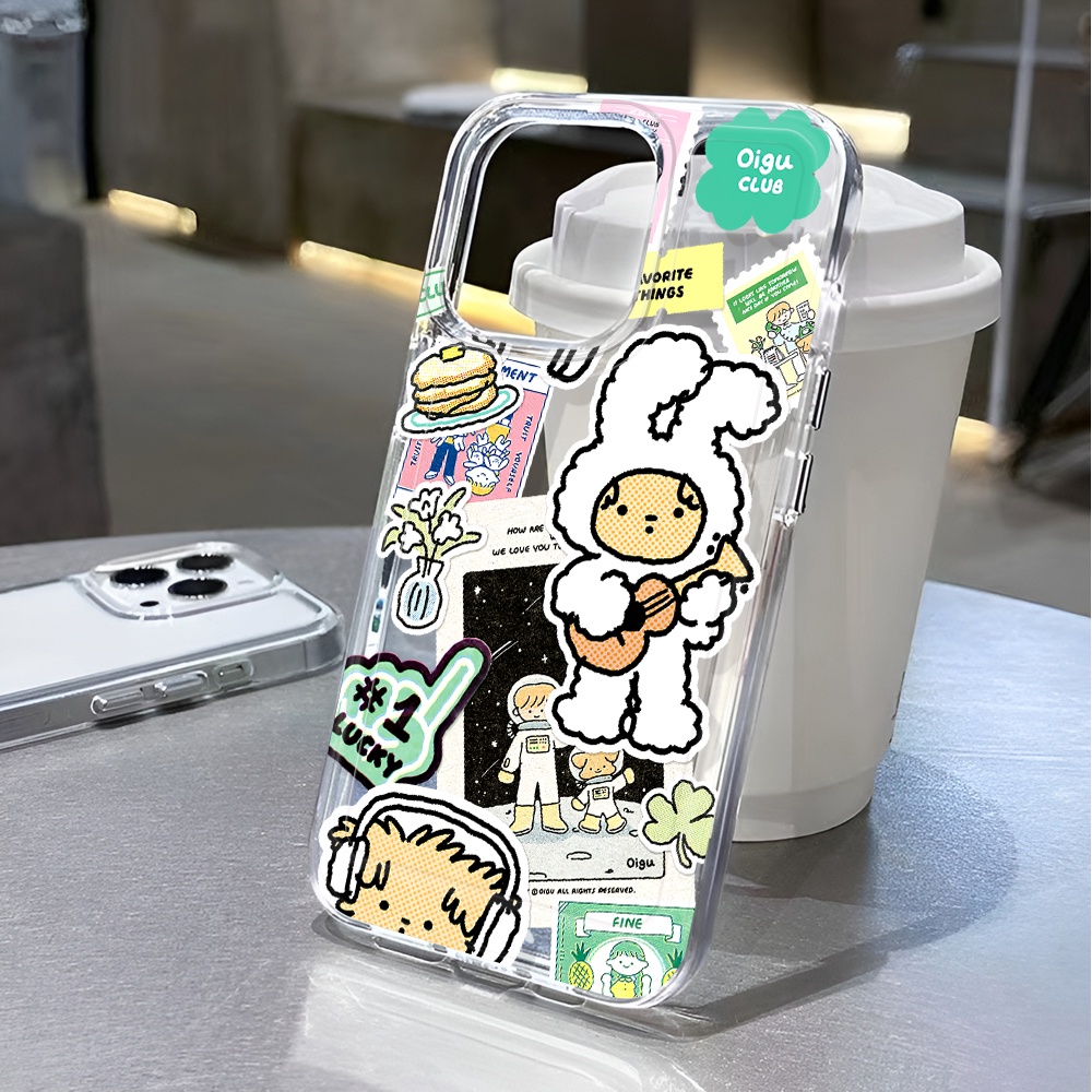 Ốp Điện Thoại Trong Suốt Chống Sốc In Hình Thỏ Hoạt Hình Cho iphone 14 pro max 11 13 12 7 8 Plus X XR XSMax