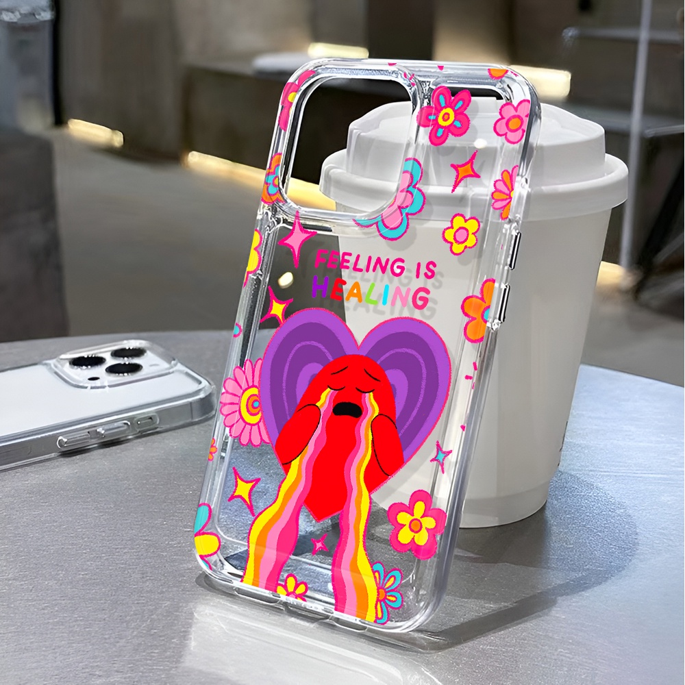 Ốp Điện Thoại Trong Suốt Chống Sốc Họa Tiết Trái Tim Cho iphone 14 pro max 11 13 12 7 8 Plus X XR XSMax