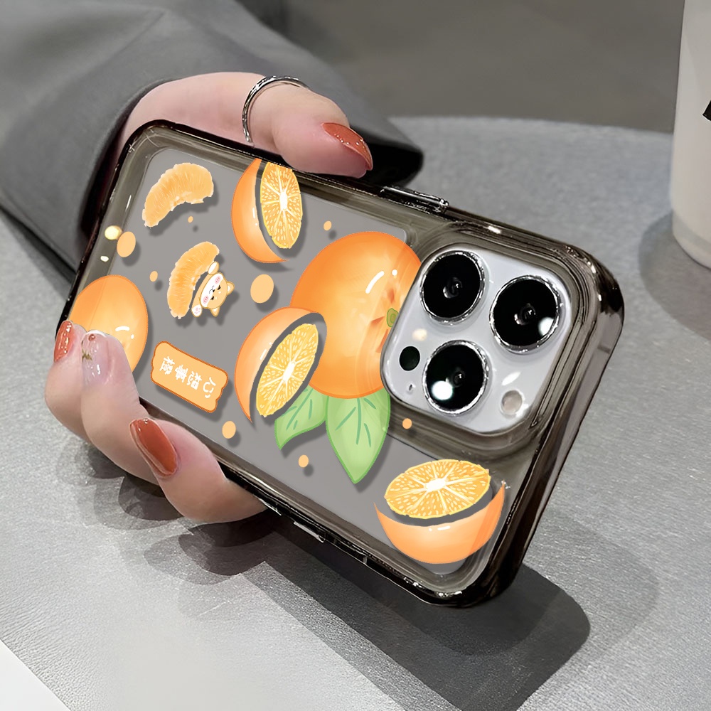 Ốp Điện Thoại Trong Suốt Chống Sốc In Hình Mèo Và Quả Cam Cho iphone 14 pro max 11 13 12 7 8 Plus X XR XSMax